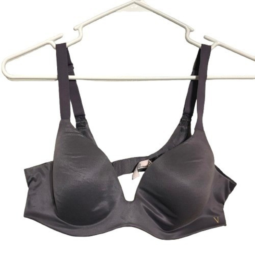 Victoria's Secret Lined Semi Demi Bra Gray Purple Everyday Comfort Size 36B